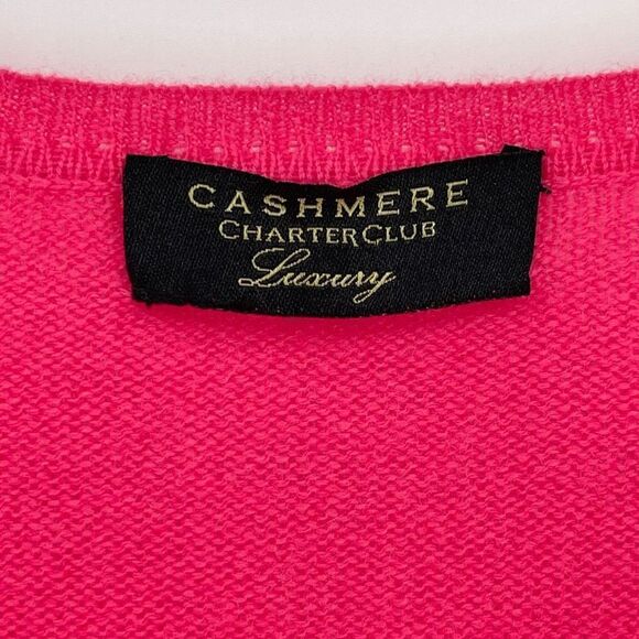 Charter‎ Club Luxury Cashmere V-Neck Long Sleeve Sweater Women Small Pink Barbie - Picture 3 of 3